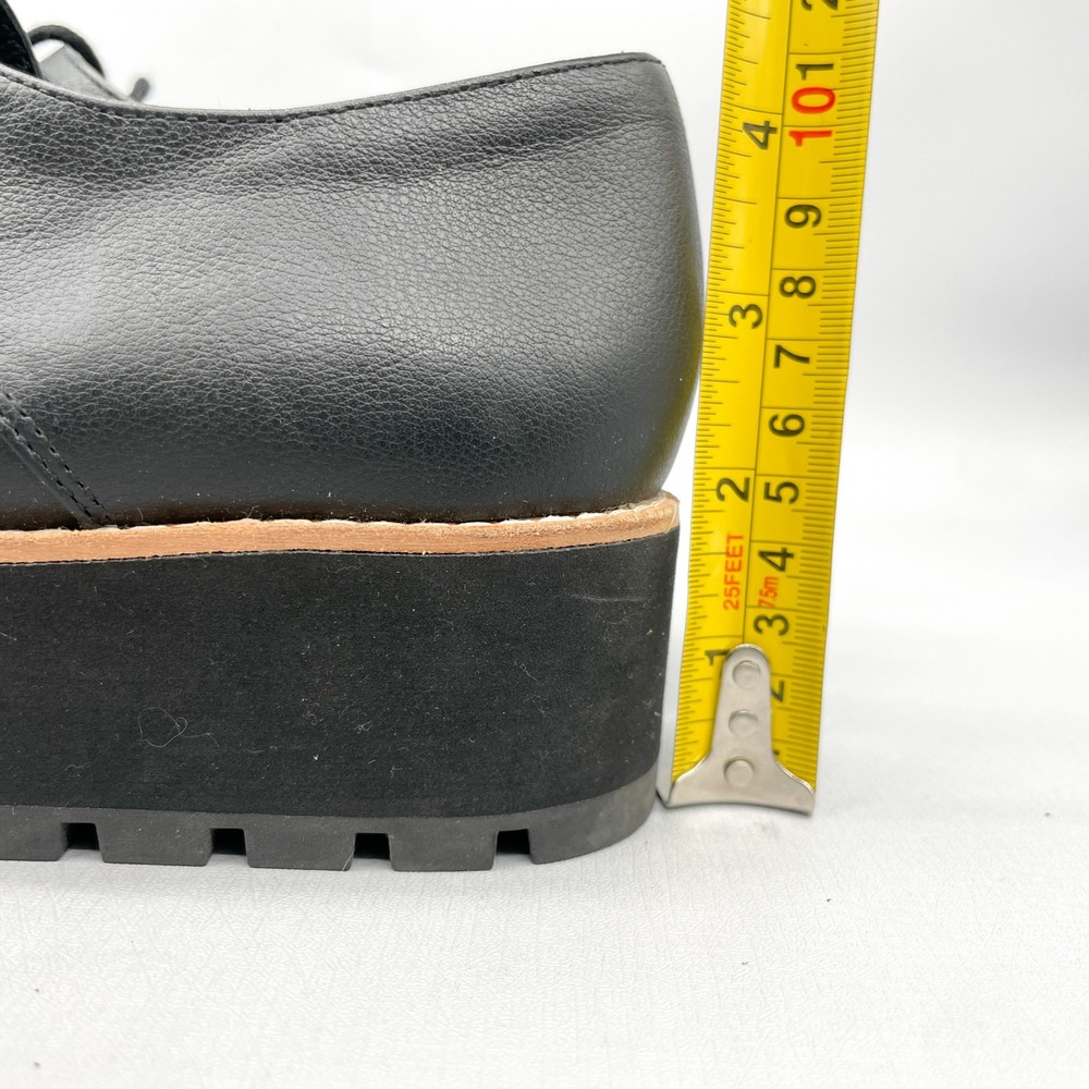 Eileen Fisher Womens 9 Eddy Oxford Black Leather Platform Derby Shoe Chunky Heel - Picture 5 of 12